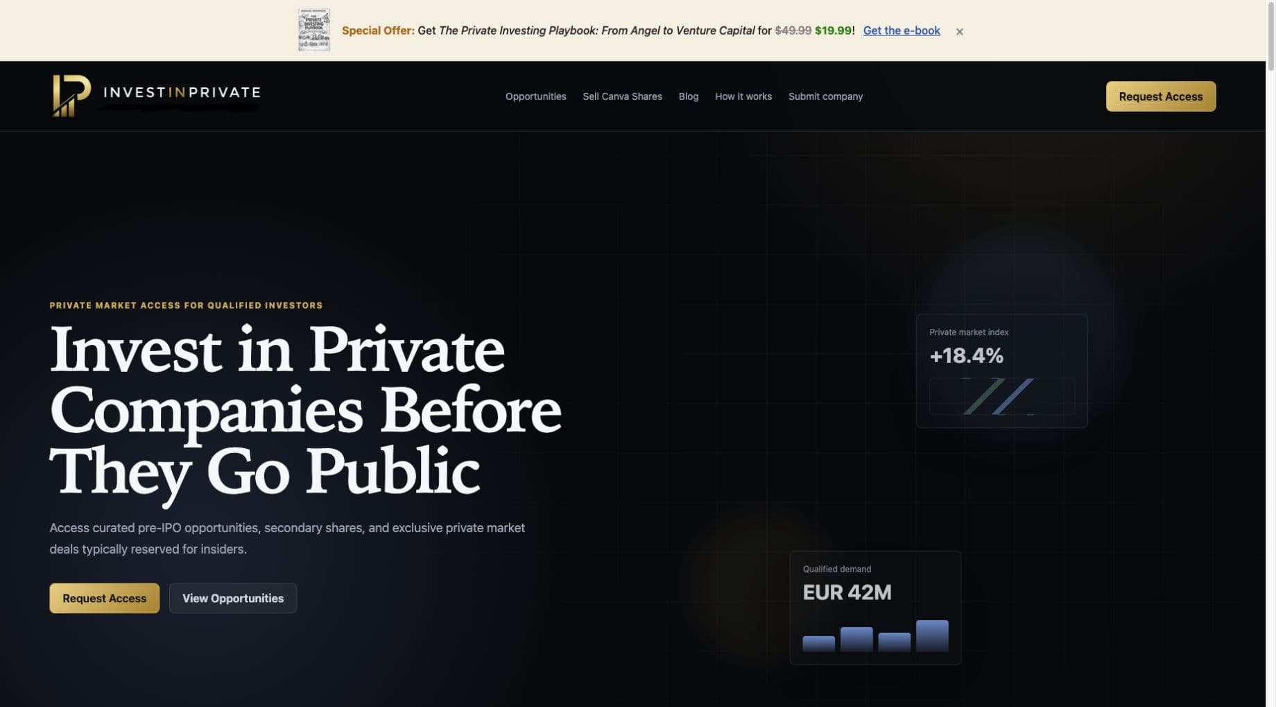 InvestInPrivate homepage screenshot