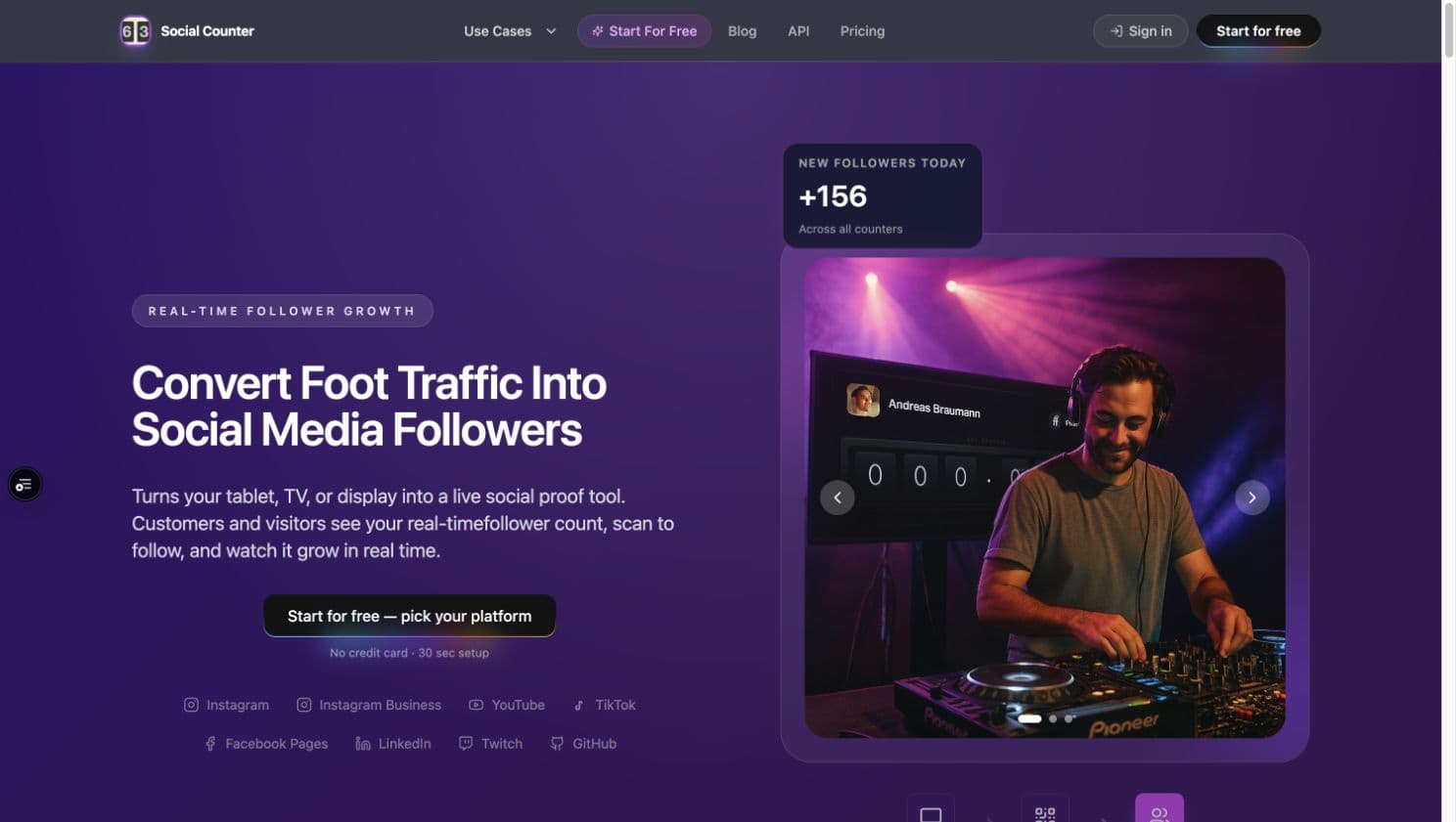 Social Counter homepage screenshot